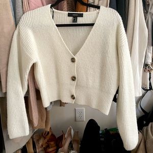 F21 cream knitted cropped sweater